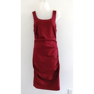 Papillon Body Con Ruched Dress Women Medium Strech Red Sexy Elegant Formal Party